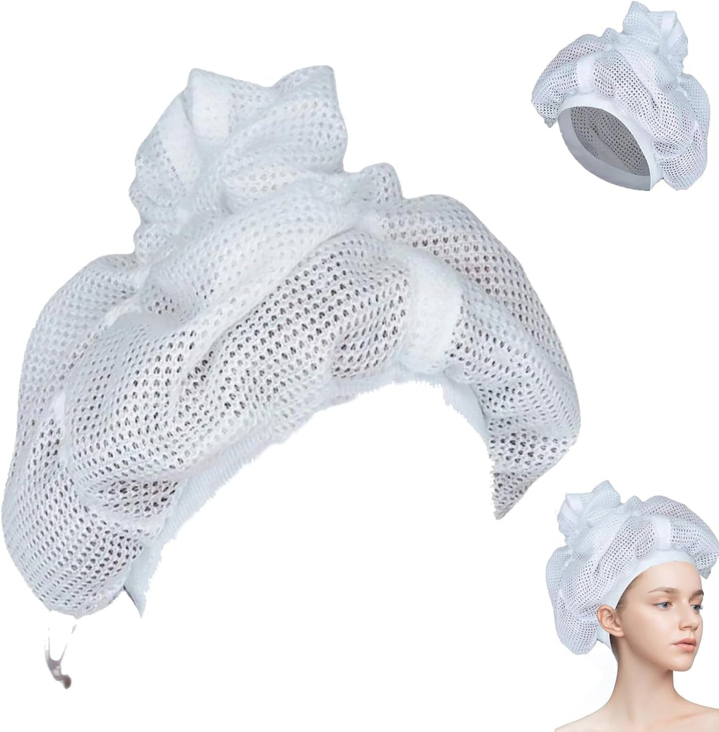 Net Plopping Cap for Drying Curly Hair, Plopping Cap Curly Hair, Net Plopping Cap, Soulta Net Plopping Cap, Net Plopping Bonnet with Adjustable Strap, Net Plopping Satin Diffuser Cap