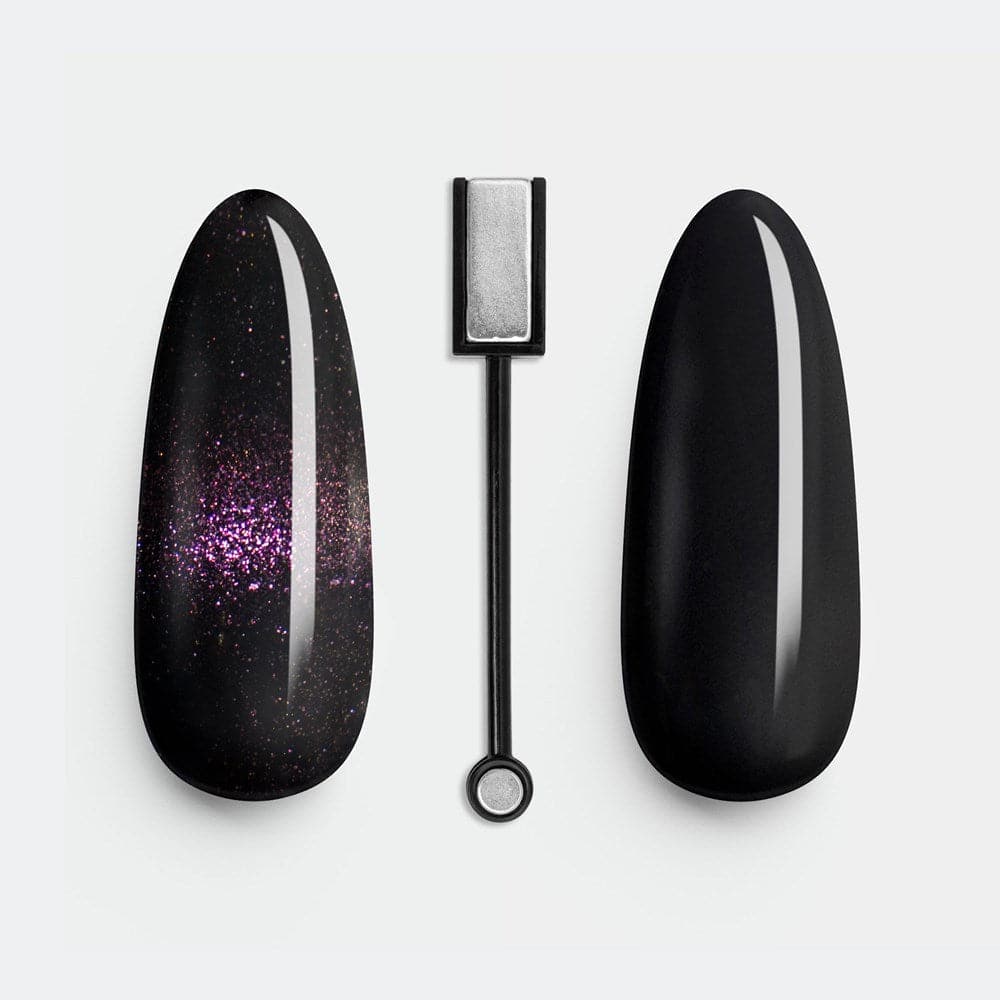 Gelous Fantasy Fairy Tale and Black Out gel nail polish swatch with Nail Art Magnet - photographed in New Zealand