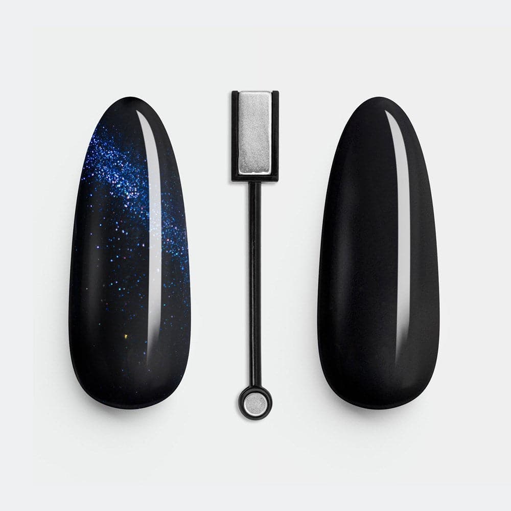 Gelous Fantasy Hallucination and Black Out gel nail polish swatch with Nail Art Magnet - photographed in New Zealand