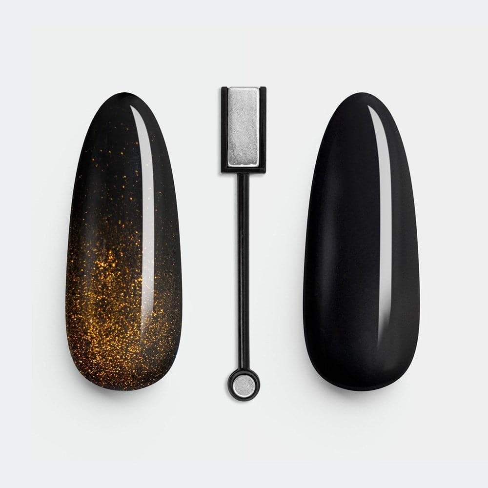 Gelous Fantasy Pearly Gates and Black Out gel nail polish swatch with Nail Art Magnet - photographed in New Zealand