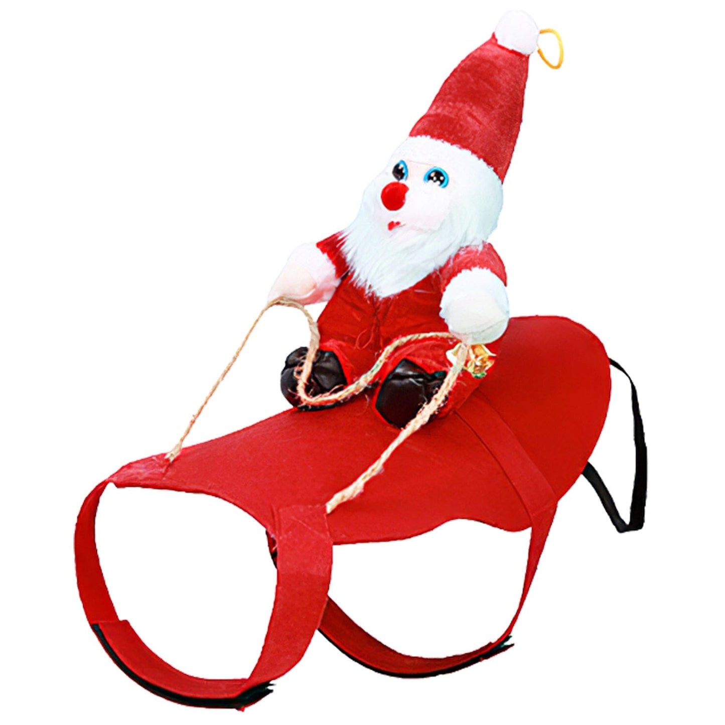 Christmas Costumes Red Winter Coat for Dog Riding Santa Claus with Bell