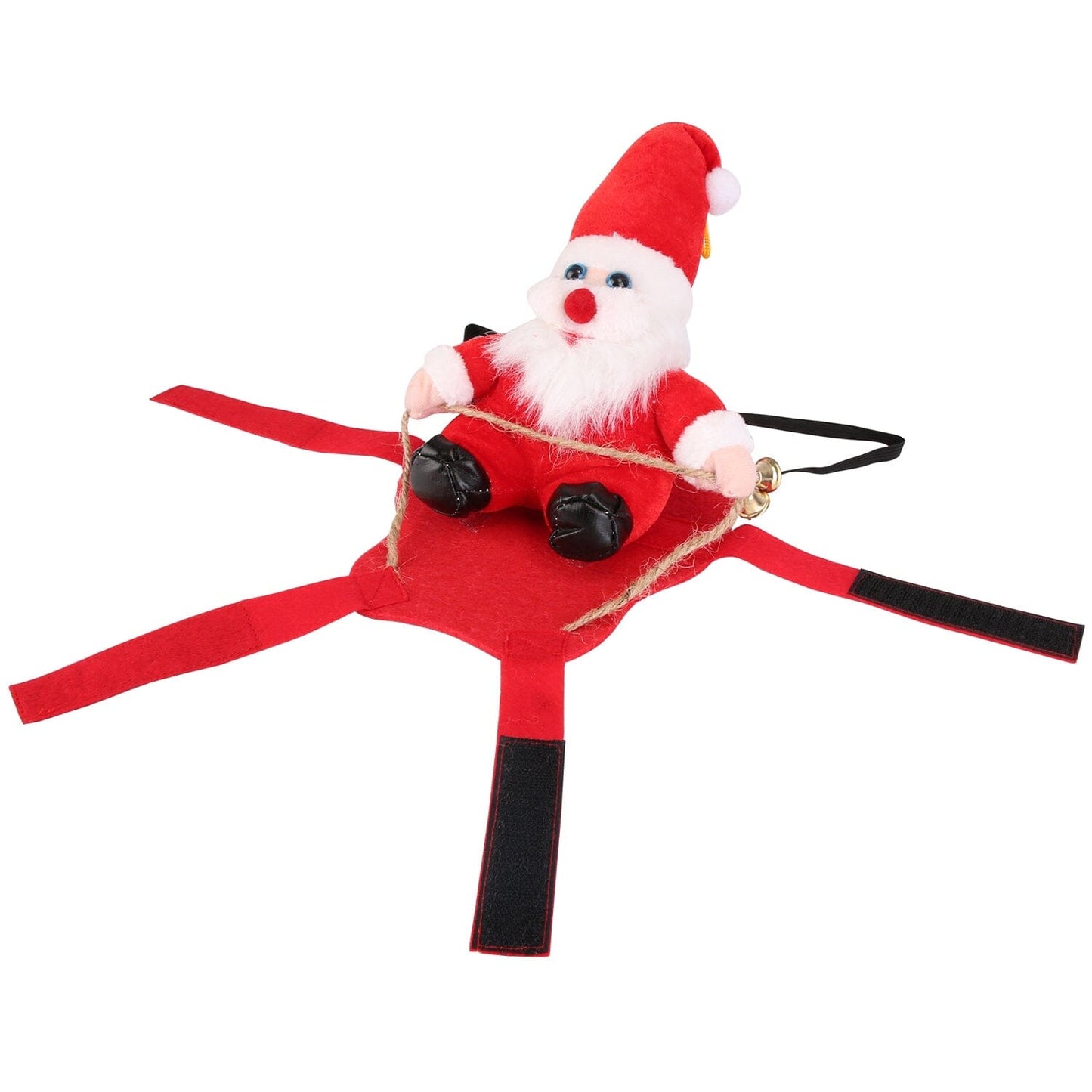 Christmas Costumes Red Winter Coat for Dog Riding Santa Claus with Bell