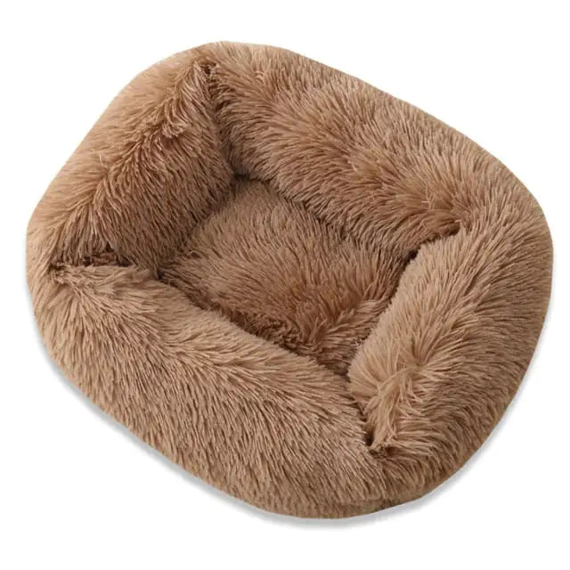 Plush Pet Bed light coffee 80x70x18cm