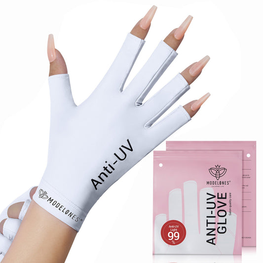 White Anti-UV light Glove For Nails  Salon Professional UPF 99+【US ONLY】