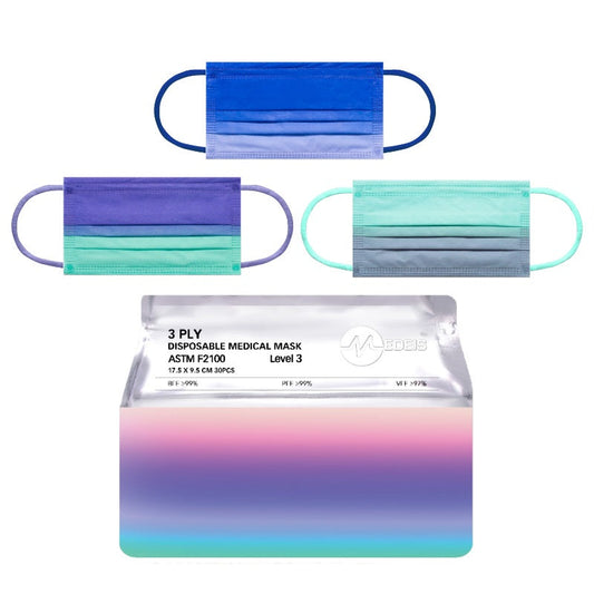 Medeis Disposable Medical Mask Pattern Green Tie Dye Horizon 30PCS