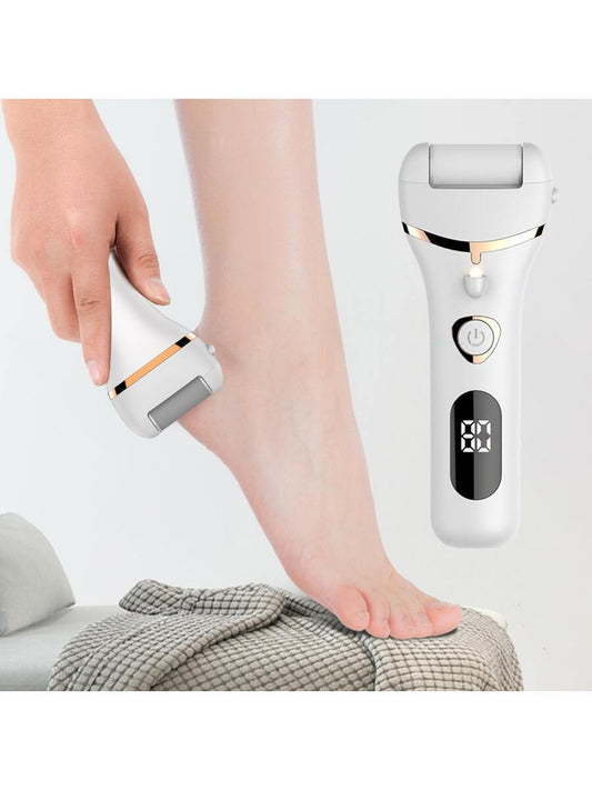 1pc Electric Foot Grinder With Lcd Display, Rechargeable And Portable Callus Remover With Light, 2 Adjustable Speeds, Professional Foot Care Tool, Ideal Gift (white)