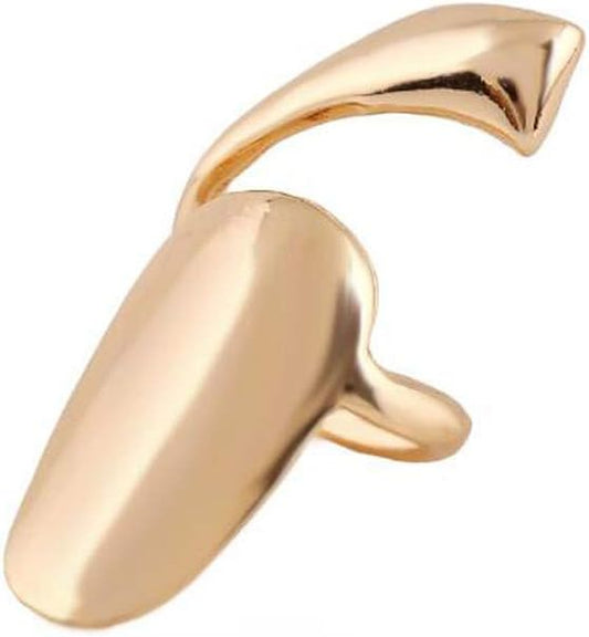 SYBL 6Pcs Gold Fingernails Rings Nail Art Retro Finger Tip Opening Rings Decoration Jewelry for Women Lady Girls
