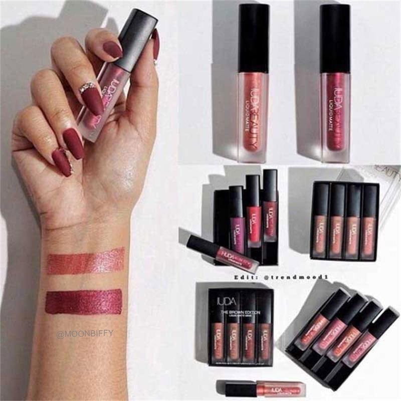 4pcs/set Lipgloss Mini Lip Glaze Set Velvet Matte Waterproof Lipsticks
