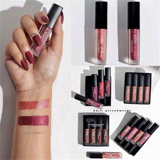 4pcs/set Lipgloss Mini Lip Glaze Set Velvet Matte Waterproof Lipsticks