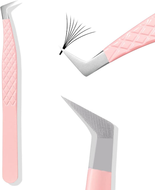Fiber Tip Lash Tweezers for Eyelash Extensions, Professional Boot Tweezers for Lash Extension Suppliers, Best Pink Tweezers Precision Tool Set(Boot)
