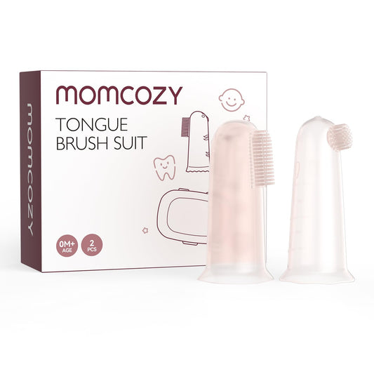 Momcozy Silicone Finger Toothbrush for Baby, Baby Finger Toothbrush for Training Teething, Infant Toothbrush, Toddler Toothbrush Baby Oral Cleaner, 2 Pcs
