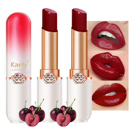 2Pcs Magic Black Red Cherry Color Changing Lipstick,Tinted Lip Balm PH Lipstick,Korean Lip Tint Stain Matte,Lips Color Change Makeup Long Lasting Waterproof,labiales magicos 24 horas originales