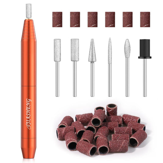 Electric Nail Drill, Electric Nail File Drill for Acrylic Nail Kit, Nail Drill Machine for Manicure Pedicure Nail Kit for Home and Salon Use, Orange