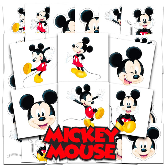 Disney Mickey Mouse Tattoos Party Favors Bundle ~ 72 Perforated Individual 2" x 2" Mickey Mouse Temporary Tattoos for Kids Boys Girls (Mickey Mouse Party Supplies)
