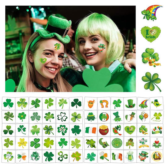 Y&C TENCOB Shamrock Temporary Tattoos for kids,60 Sheets St. Patrick's Day Temporary Tattoos,ST Patrick's Day Party Favor Decoration