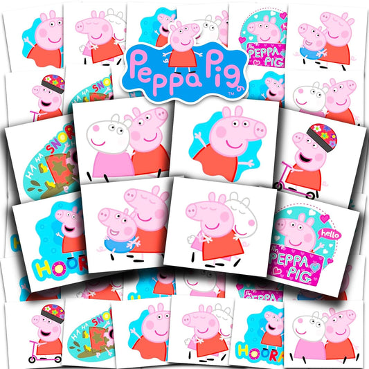 Peppa Pig Tattoos Party Favors Bundle ~ 72 Pre-Cut Individual 2" x 2" Peppa Pig Temporary Tattoos for Kids Boys Girls (Peppa Pig Party Supplies MADE IN USA)