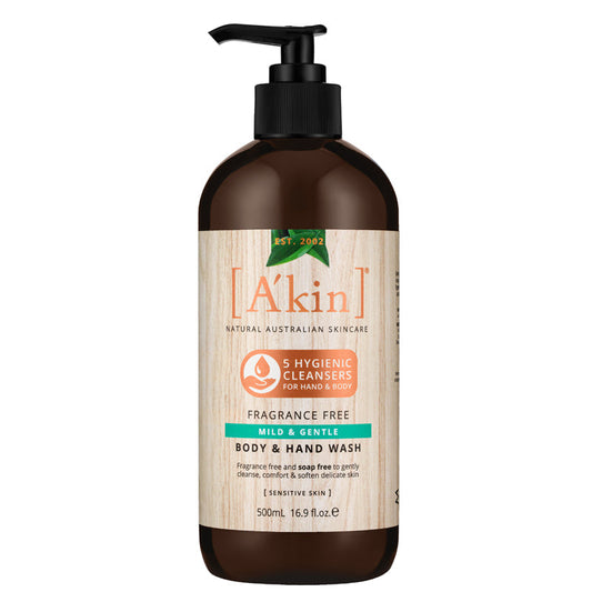 DISCONTINUED A'kin Fragrance Free Mild & Gentle Body & Hand Wash 500ml