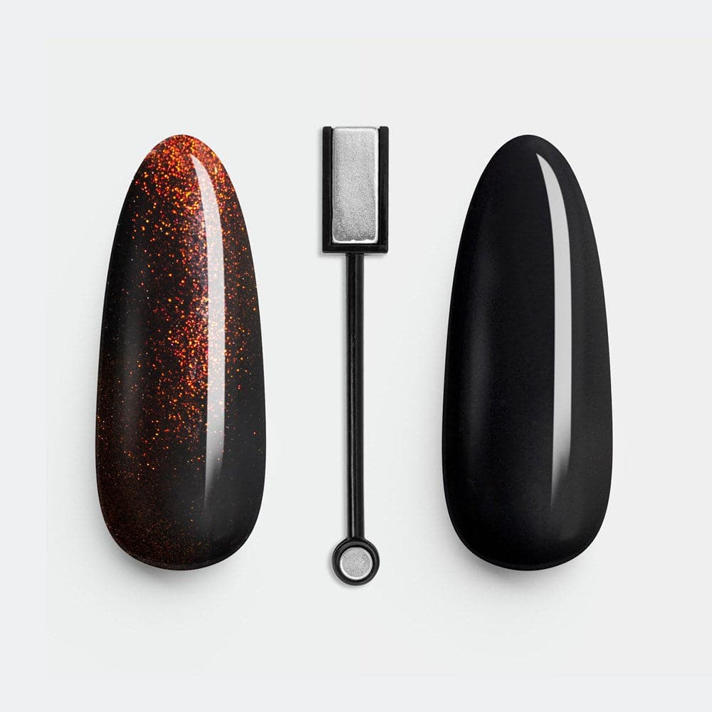 Gelous Fantasy Immortal and Black Out gel nail polish swatch with Nail Art Magnet - photographed in New Zealand