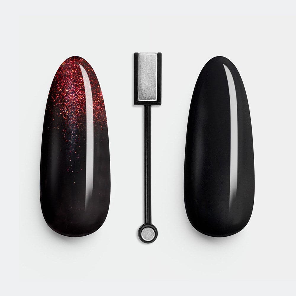 Gelous Fantasy Romance and Black Out gel nail polish swatch with Nail Art Magnet - photographed in New Zealand