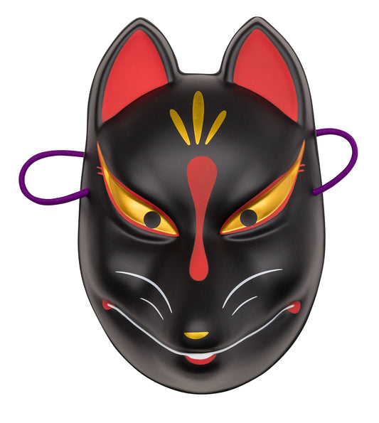 Party City Japanese-Style Folk Art Mask Fox Black Japanese Half Masks Fox Masks