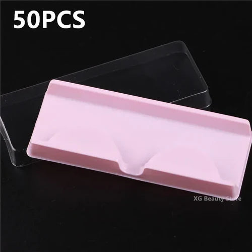 50PCS 100PCS Pink Plastic Eyelashes Packaging Box Fake Eyelash Tray