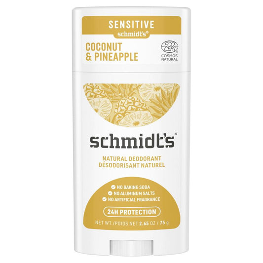 Schmidt's Sensitive Natural Deodorant Stick 75g - Coconut & Pineapple