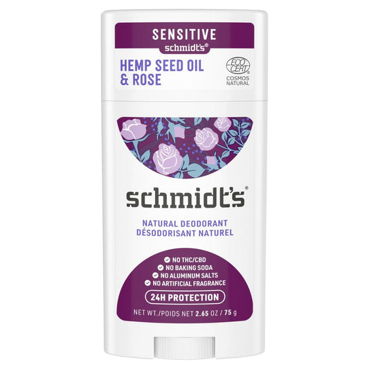 Schmidt's Sensitive Natural Deodorant Stick 75g - Hemp Seed Oil & Rose