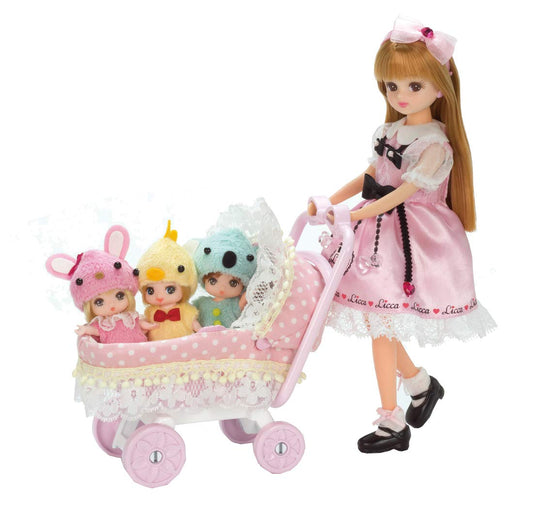 TAKARA TOMY Licca Doll Triplet Babies` Stroller
