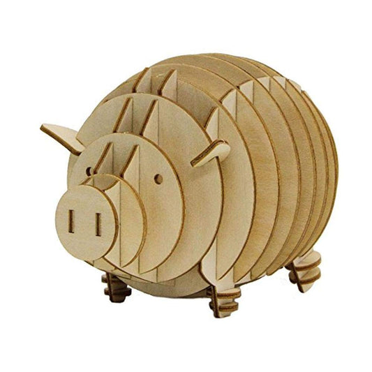 A-ZONE Wooden Art Ki-Gu-Mi Pig Coin Box