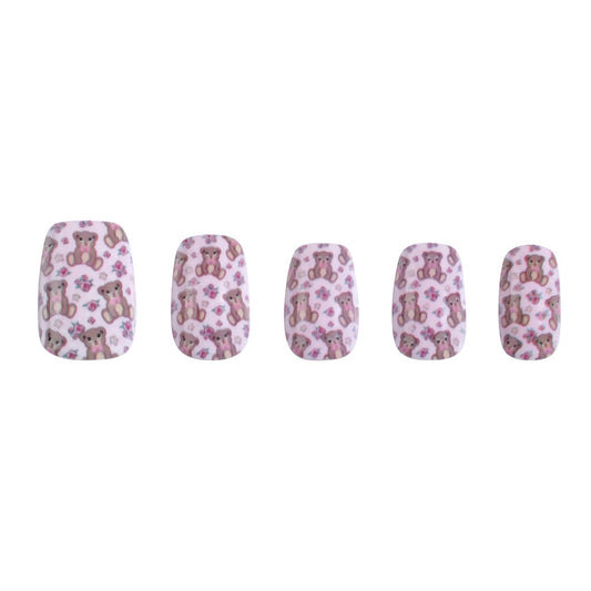 Teddy Bear Squoval Press-on Nails