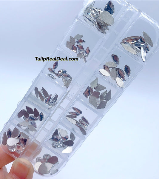 120pcs Crystal Clear Rhinestones 12 Shapes